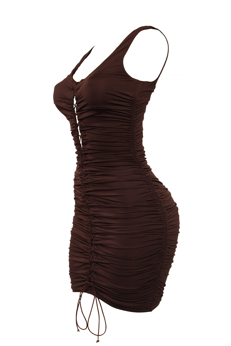 Laced Ruched Mini Dress – Shante