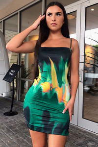 Green Color Melt Dress