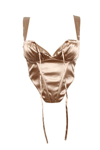 Taupe Satin Corset Top