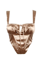 Load image into Gallery viewer, Taupe Satin Corset Top
