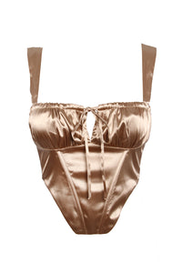 Taupe Satin Corset Top