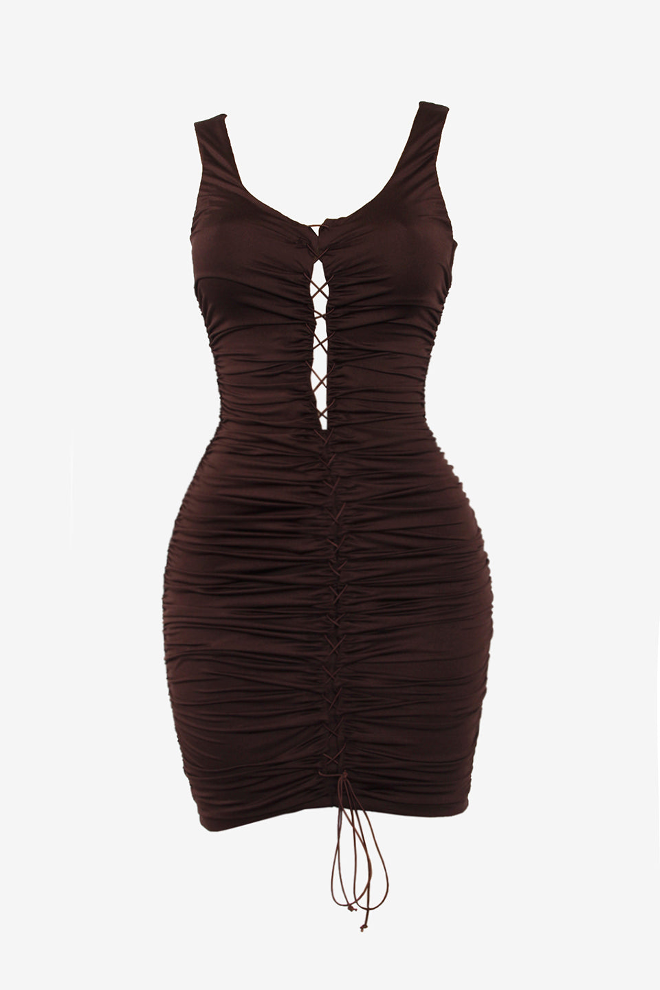 Laced Ruched Mini Dress