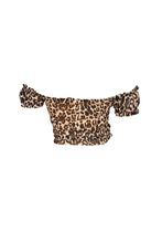 Load image into Gallery viewer, Leopard Ruched Mesh Top
