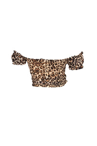 Leopard Ruched Mesh Top