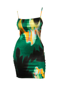 Green Color Melt Dress