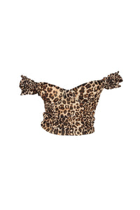 Leopard Ruched Mesh Top