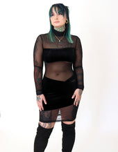 Load image into Gallery viewer, Black Velvet Mesh Dress
