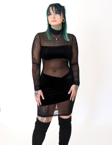 Black Velvet Mesh Dress