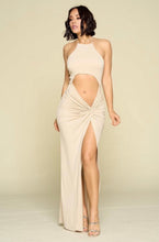 Load image into Gallery viewer, Cream Open Ruched Maxi Dress
