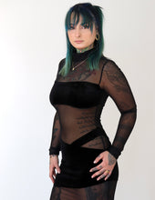 Load image into Gallery viewer, Black Velvet Mesh Dress
