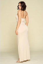 Load image into Gallery viewer, Cream Open Ruched Maxi Dress
