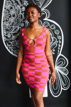 Load image into Gallery viewer, Magenta &amp; Brown Checkered Dress
